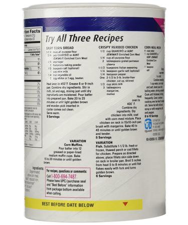 Quaker Yellow Corn Meal 24 oz x 2 - 1.5 lb Pack of 2 | Authentic Grain for Cooking & Baking - Buy Online on GoSupps.com