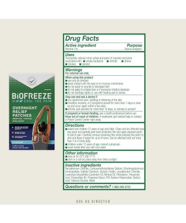 Biofreeze Menthol Pain Relief Patches (4 Per Box) - Topical Analgesic for Sore Muscles, Arthritis, Backache, and Joint Pain - Buy Online on GoSupps.com