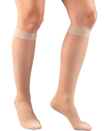 Truform Sheer Compression Stockings for Women - 15-20 mmHg Knee High Large Nude with Dot Pattern - 1 Pair - Buy Online on GoSupps.com