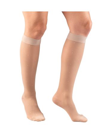 Truform Sheer Compression Stockings 15-20 mmHg Women's Knee High Length Dot Pattern Nude Large Nude Large (1 Pair) Dot Pattern