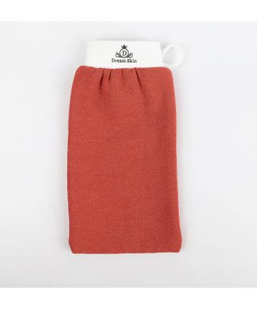 Dream Skin Exfoliating Glove for Bath and Shower (1pc) Tunisian Scrubbing Cloth Exfoliator Body Scrubber Gloves - Scrub Mitt to Remove Dead 100% Viscose Fiber  Brick Red  5Wx10L