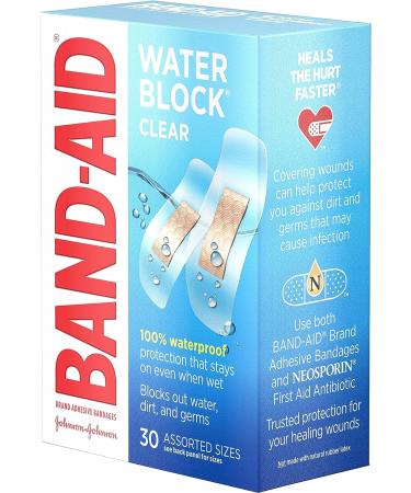 Band-Aid Brand Water Block Clear Waterproof Adhesive Bandages - 30 ct - Assorted Sizes - Buy Online on GoSupps.com