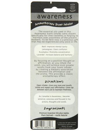 Earth Solutions Awareness Scent Inhaler - Natural Aromatherapy for Mental Clarity - Buy Online on GoSupps.com
