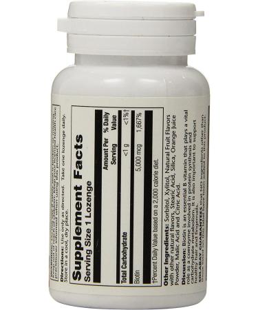 Solaray Biotin Lozenges - Natural Peach Strawberry Banana Flavor 5000 mcg, 60 Count - Buy Online on GoSupps.com