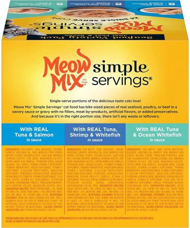 Meow Mix Simple Servings Seafood Wet Cat Food Variety Pack - 1.3oz Cups (Pack of 24) - Buy Online on GoSupps.com