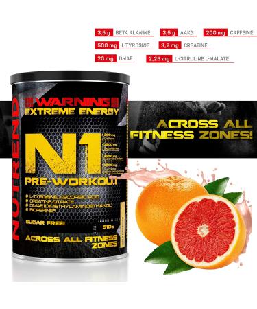  NUTREND Nutrend - N1 Pre Workout (510g) - PreWorkout - Boost strength and endurance - Grapefruit - Buy Online on GoSupps.com