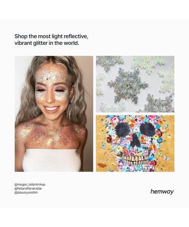 Hemway Eco-Friendly Biodegradable Glitter 100g | Vegan Sparkle for Face Eyes Body Hair & Nails | Silver Holographic - Festival Safe - Buy Online on GoSupps.com