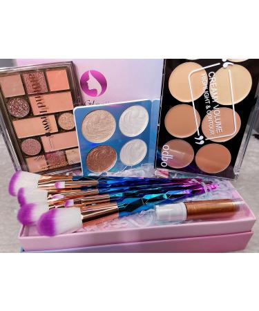 Beauty Box/Bronzing Makeup Hamper Gift Set: LyDia Makeup Brush Set + Foundation Contour Palette + Bronzing Eyeshadow + Sunkissed Cream + Highlighters n Bronze + Gift Box - Buy Online on GoSupps.com