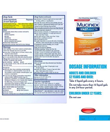 Mucinex Fast-Max Max Strength Congestion & Headache Liquid Gels 16ct | Fast-Acting Relief - Buy Online on GoSupps.com