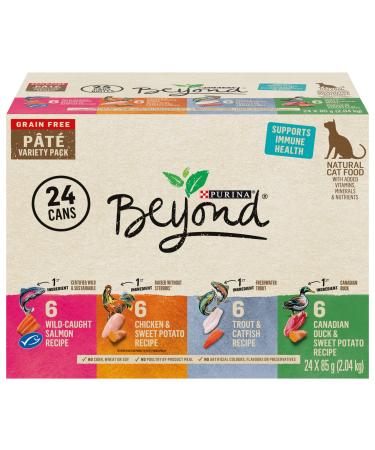 Beyond Grain Free Natural Wet Cat Food Pate Variety Pack 4 Flavours - 85 g Can (24 Pack)