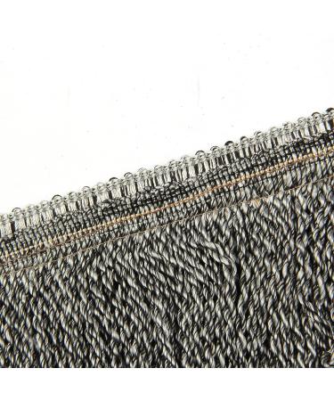 Fenghuangwu 5.5 Yard Bullion Fringe Trim - High-Density Fabric Embellishments for Sewing and DIY Decoration - Mix Silver+Black - Buy Online on GoSupps.com