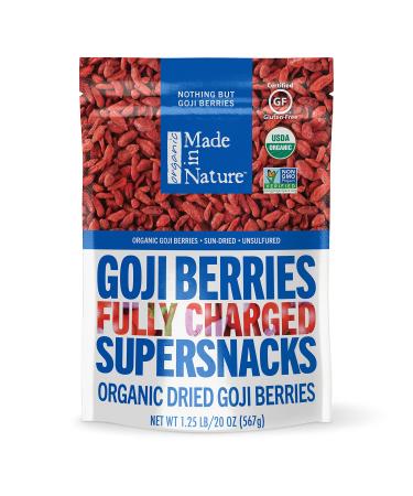 Made in Nature | Organic Sun Dried Goji Berries | Non-GMO, Unsulfured Vegan Snack | 20oz Bag (Pack of 1)