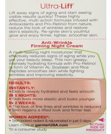 Garnier SkinActive Ultra-Lift Anti-Wrinkle Firming Night Cream 1.7 oz. 1.7 Ounce (Pack of 1) - Buy Online on GoSupps.com
