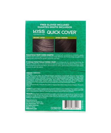KISS Quick Cover Natural Herbal Color Change Shampoo - 2 Pack (Natural Black) | Instant Hair Color & Mascara Solution for International Shipping - Buy Online on GoSupps.com