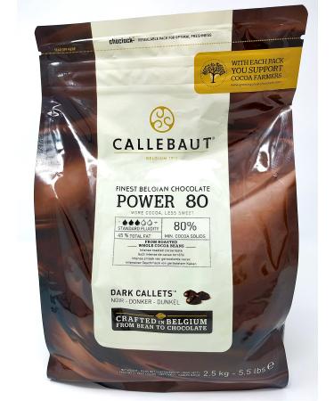 Callebaut Power 80 - Finest 80% Belgian Dark Chocolate Couverture (Callets) 2.5kg 2.5 kg (Pack of 1)