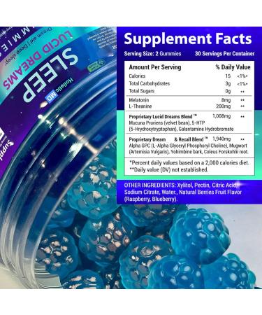 Lucid Dreams Deep Sleep - Mugwort Herb 5 htp Mucuna Pruriens Choline Supplements - Gummies Sugar Free Vegan 60 ct 60 Count (Pack of 1) - Buy Online on GoSupps.com