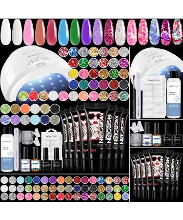 Morovan Poly Gel Nail Kit with U V Lamp - 48 Colors Glitter Powder Poly Gel Kits Professional Poly Nail Gel Kit with U V Light Starter Kit Gifts for Manicure Lovers - Buy Online on GoSupps.com