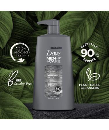 Dove Men+Care Charcoal + Clay Shampoo - 3 Pack, 25.4 oz | Healthy Hair with Natural Cleansers - Buy Online on GoSupps.com