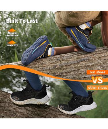 Dream Pairs Kids Sneakers - Waterproof Sports Shoes for Boys & Girls Breathable Running & Fitness Shoes with Velcro Size 32 EU - Dark Blue/Black - Buy Online on GoSupps.com