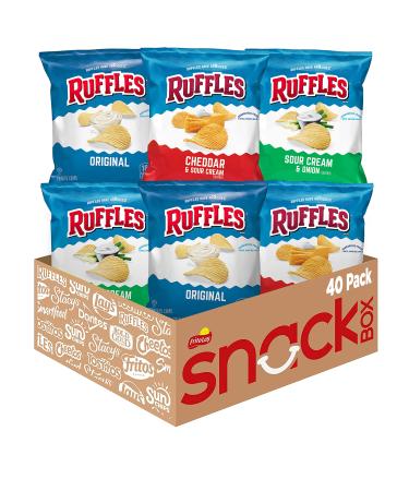 Ruffles Potato Chips Variety Pack, 40 Count Variety Pack 1 Ounce (Pack of 40)