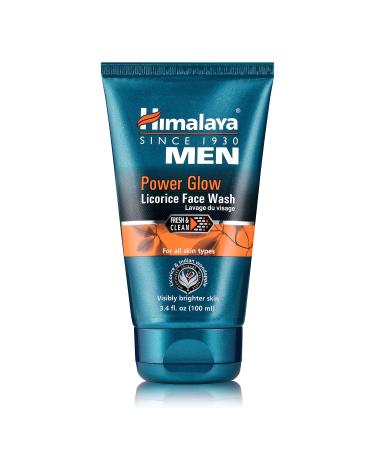 Himalaya Men s Power Glow Licorice Face Wash For All Skin Types Brightens & Events Skin Mens Facial Cleanser Gentle Exfoliation Non-Drying No SLS/SLES Subtle Scent 3.4 Fl Oz 100 ml