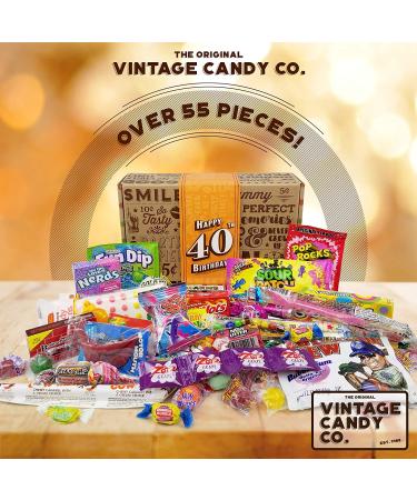 Vintage Candy Co. 40th Birthday Retro Candy Gift Box - 1982 Decade Nostalgic Candies for Man or Woman Turning 40 - Fun Gag Gift Basket - Buy Online on GoSupps.com