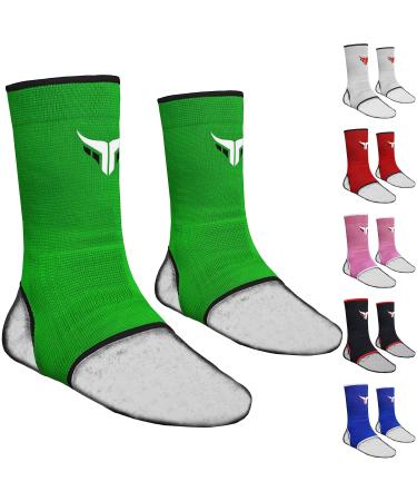 Mytra Muay Thai Ankle Support Kickboxing Ankle Sprain Injury Pain Relief Elasticated Braces (Green S/M) Green S/M