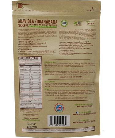 Pure Graviola/Guanabana Leaf Powder 8 Oz Bag - Immune System Booster, Vegan-Friendly - Buy Online on GoSupps.com