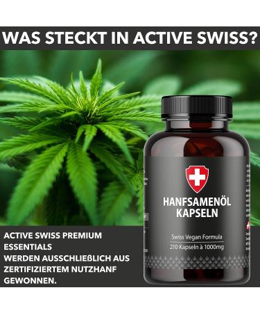 Hemp Oil Softgel Capsules | 1000mg High Dose | Active Swiss | Cold Pressed for 210 Days | International Shipping - Buy Online on GoSupps.com