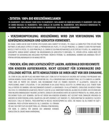 Whole organic cumin (250g) raw cumin seeds from certified organic cultivation gluten-free lactose-free laboratory-tested vegan cumin seeds 250 GR - Buy Online on GoSupps.com