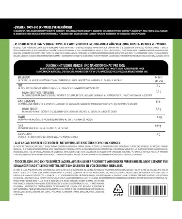 Certified Organic Black Pepper Whole (500g/1.1lb) | 100% Natural Peppercorns | Gluten-Free & Vegan Friendly - Buy Online on GoSupps.com