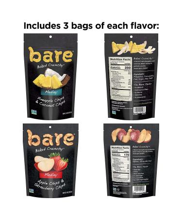 Bare Medleys Fruit Snack Pack - Gluten Free Snacks - Apple, Strawberry, Pineapple Coconut Flavors - 6 Count Assortment - Buy Online on GoSupps.com