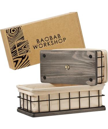 Rustic Wood Basket Set of 2 with Liners for Bathroom Decor - Farmhouse Toilet Paper Holder and Storage - Gray (2 Sizes) - Buy Online on GoSupps.com