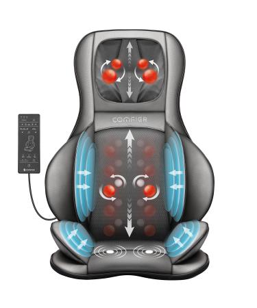 Comfier Shiatsu massage seat support with kneading rolling vibration and air compression massage massage coverage with heat function for neck shoulder back and thighs father's daily gift