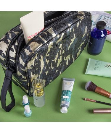 Nicole Miller Makeup Bag, Travel Toiletry Case, and Cosmetic Bag- Double  Zipper, Large Clutch Makeup Organizer, Metallic Camouflage Print Metallic  Camoflauge