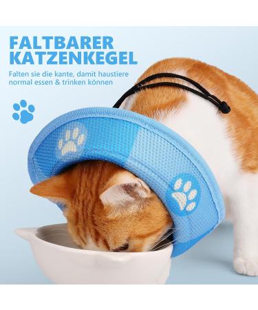 Adjustable Soft Protective Cat Collar | Halskrause Non-Protective Collar for Cats Puppies & Small Dogs - Blue (M) - Buy Online on GoSupps.com