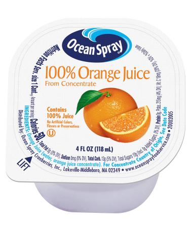 Ocean Spray 100% Orange Juice, 4 Fl Ounce Cup (Pack of 48) Cup Orange 4 Fl Oz (Pack of 48)