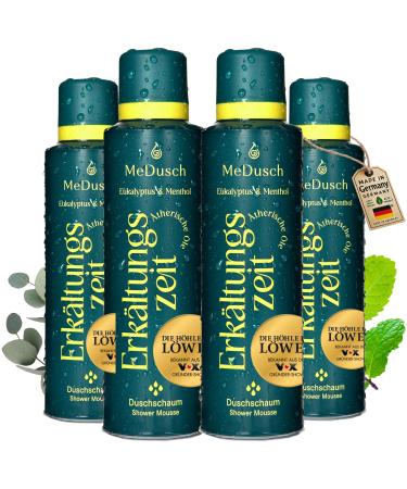 MeDusch Shower foam cold time 200 ml the cold bath for the shower Made in Germany cold shower with menthol and eucalyptus oil natural and sustainable 200 ml pack of 4