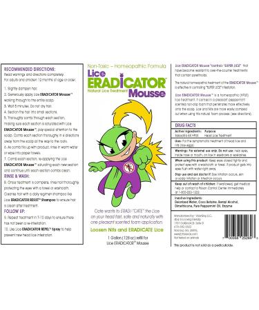 Lice ERADICATOR Foam Mousse 1 Gallon Refill Bottle - Non-Toxic Natural Lice Treatment with Peppermint - 128 Ounce - Buy Online on GoSupps.com