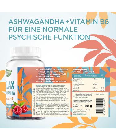 Relax Ashwagandha Gummy Bears - 60pcs | Natural Stress Relief with Vitamin B6 | Herbal Sleep Aid & Mood Support - Buy Online on GoSupps.com