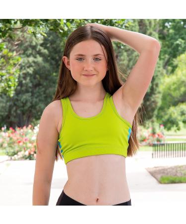 Tween & Teen Mesh Racer Sports Bra - Lime/Teal, High Impact Racerback Style - Buy Online on GoSupps.com