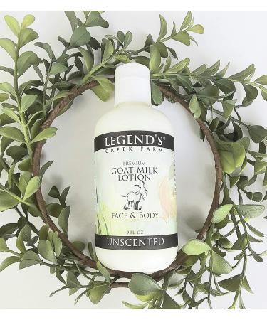 Legend's Creek Farm Premium Goat Milk Lotion - Deeply Moisturizing Hand, Body, and Face Cream with Shea Butter, Sunflower Oil, Aloe - 9oz - Handmade in USA (Unscented) - Buy Online on GoSupps.com