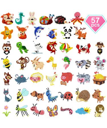 57PCS Diamond Painting Stickers for Kids - Fun DIY Diamond Painting Kits for Kids  Arts and Crafts for Kids Ages 8-12/6-8  Gem Sticker Art Kits for Kids Adult Beginners Gift Animal-small gem