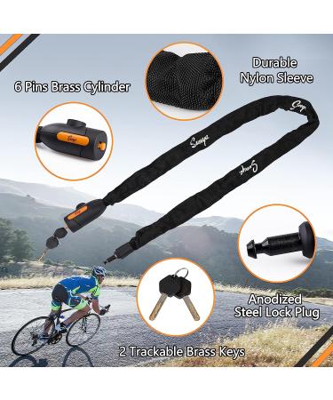 SUNYA Bike Chain Lock - Heavy Duty Anti-Theft Bicycle Lock with 2 Keys - Black Sleeve - Buy Online on GoSupps.com
