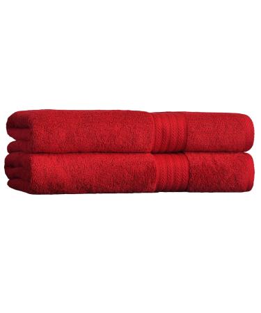 AKTI Premium Cotton Bath Sheets Towels for Adults, 35x70 Inches, Pack of 2, Super Soft, Extra Absorbent, Hotel & Spa Quality Bath Towels Extra Large, 580 GSM - Red Towels for Bathroom Equestrian Red