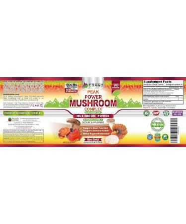 FRESH HEALTHCARE Peak Power Mushroom Supplement - 90 Vegan Capsules for Immune & Brain Support with Lions Mane, Cordyceps, Reishi, Turkey Tail, and Shiitake - Buy Online on GoSupps.com