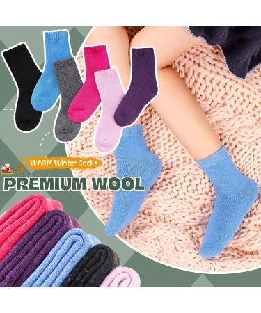 Winter Warm Kids Wool Crew Socks - 6 Pairs Solid Color for Boys and Girls 4-7 Years - Buy Online on GoSupps.com
