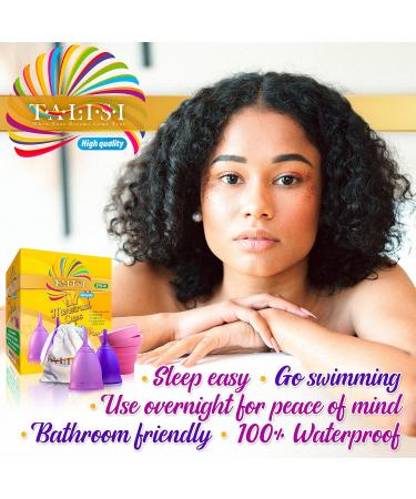 Talisi Reusable Menstrual Cups - Set of 2 for Women | Eco-Friendly Feminine Hygiene | Collapsible Sterilization | Regular & Heavy Flow | Small & Large | Alternative to Tampons & Pads - Buy Online on GoSupps.com