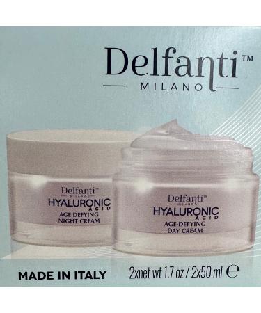 Delfanti Milano HYALURONIC Age Defying DUO pack Day + Night Creams Face Neck D collet Moisturizing Cream for Firming Tightening and Wrinkles Made in Italy - Buy Online on GoSupps.com