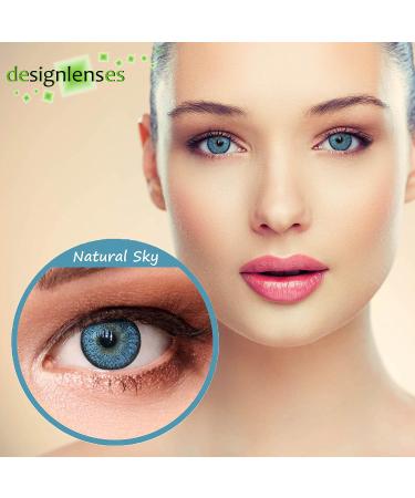 Natural Sky Blue Colored Contact Lenses - 1 Pair (2 Hours) + Storage Container | Trendy Design & Comfort - Buy Online on GoSupps.com
